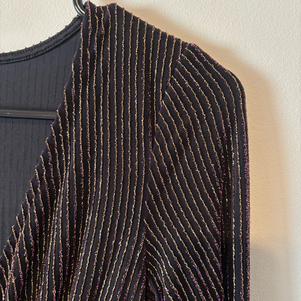 TOPSHOP Glitter Metallic Stripe Wrap Romper - Picture 2 of 9